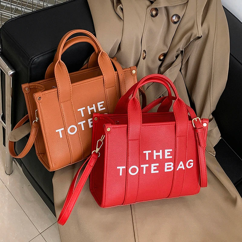 The Tote Bag for Women | Crossbody Female Handbag & New Solid Words Letter Leisure Large Bag (Luxury Fashion Designer PU Bag) Luxegan
