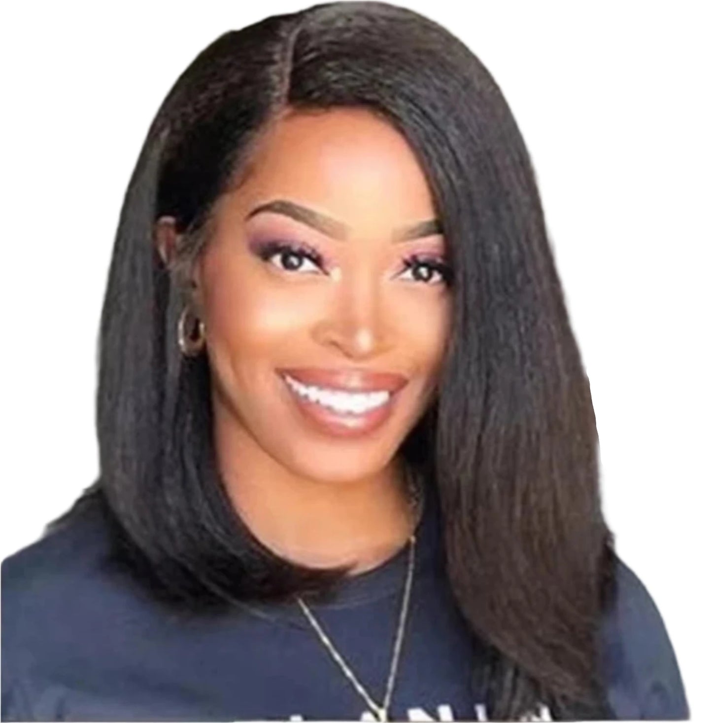 Wear and Go Kinky Straight Short Peruvian Hair Wig