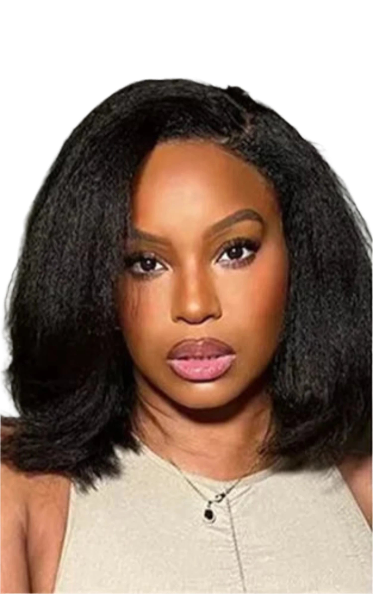 Wear and Go Kinky Straight Short Peruvian Hair Wig