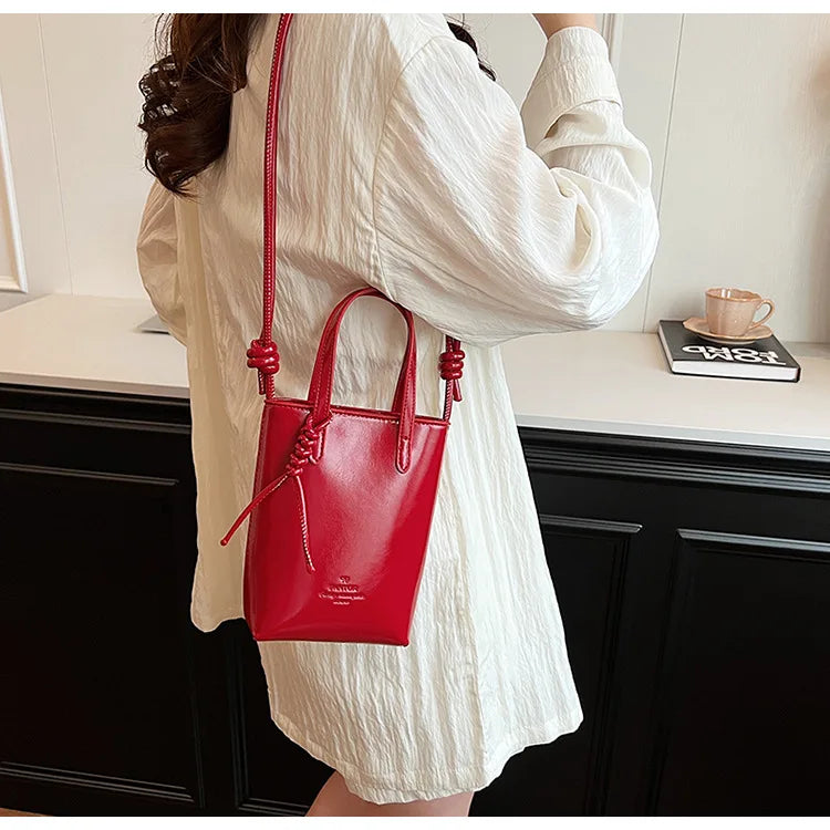 Leather Mini Crossbody Bag for Women | New Korean Fashion Luxury Shoulder Bag & Simple Retro Handbag Luxegan