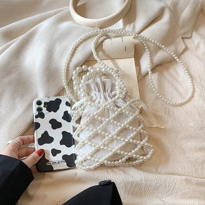 Women's Pearl Bag | Small Mini Tote Bag & Woven Crossbody Luxegan