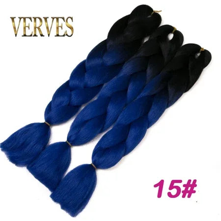 Synthetic Jumbo Braid Kanekalon Braiding Hair 24in | Ombre & Solid Colors | 100g