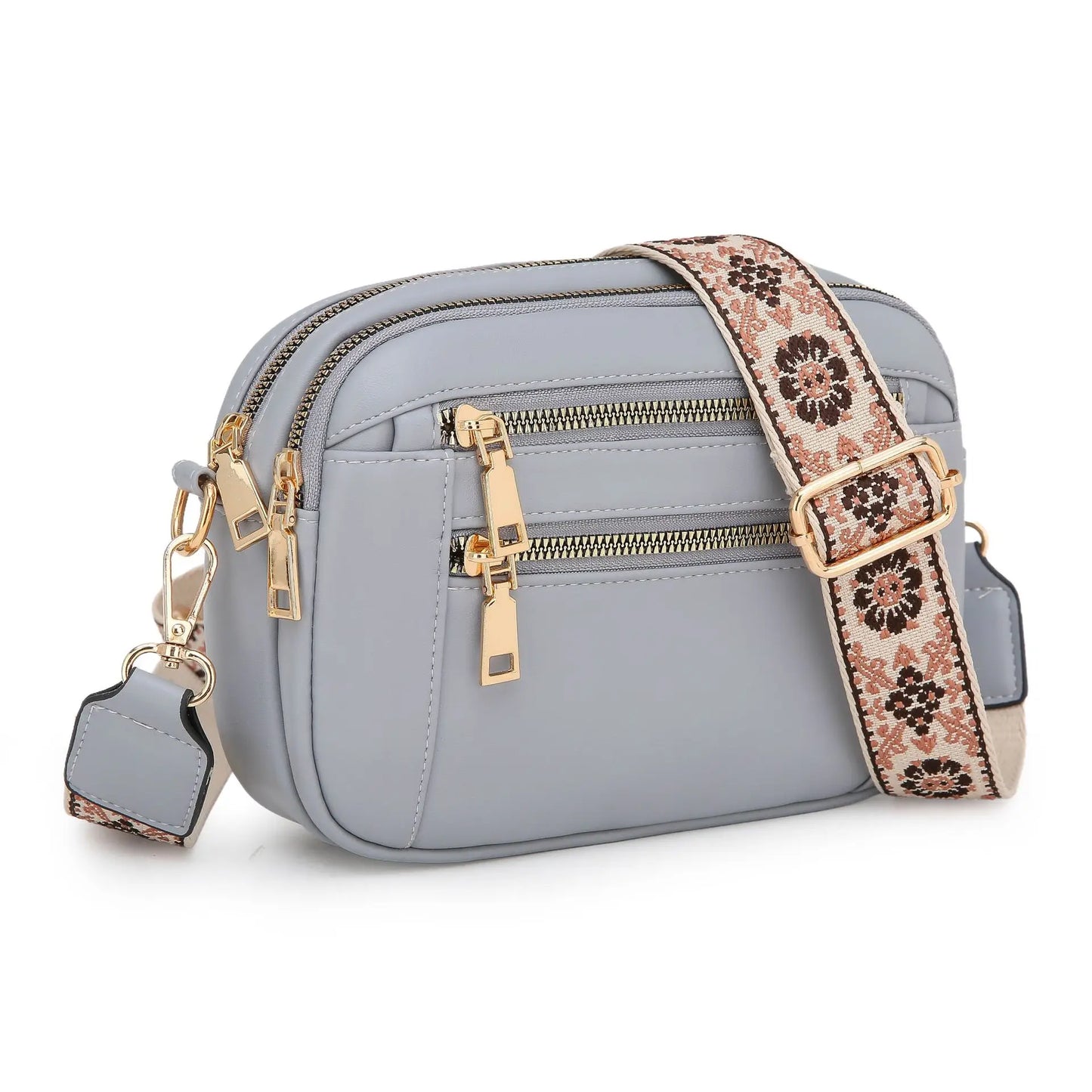 Stylish Wide Strap Leather Crossbody Bag | Color-Matching & Small Square Shoulder Bag Luxegan