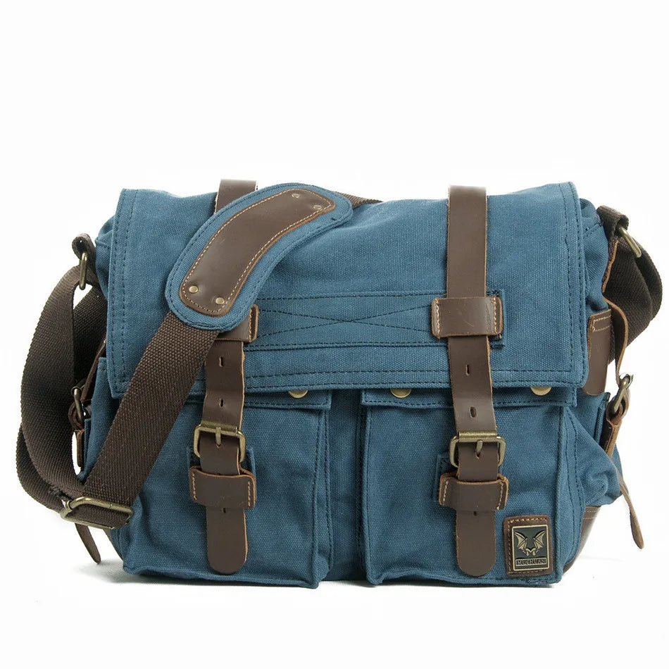 Retro Canvas Crossbody Postman Bag for Men | New Style School Backpack with Belt Decoration | Casual Versatile Shoulder Bag Luxegan