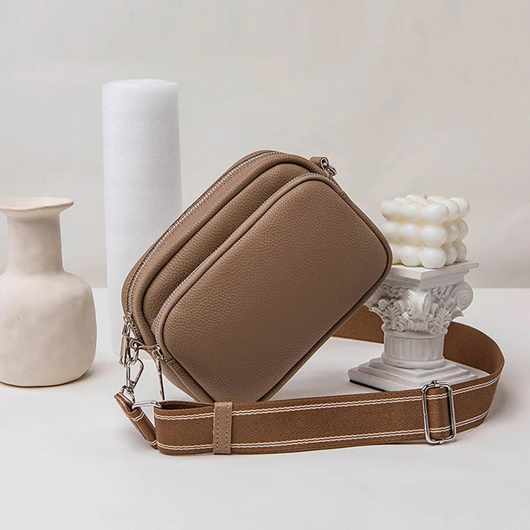 Lychee Pattern Small Square Crossbody | Comfortable Wide-Strap Purse