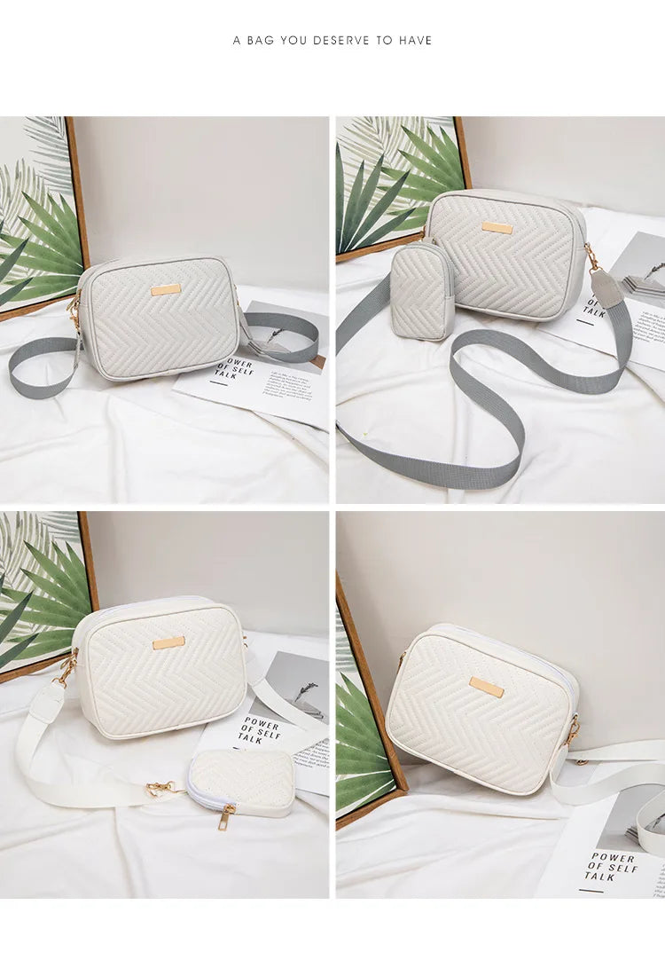 V-Embroidered Niche Bag | Casual Small Square Camera & Messenger Bag Luxegan