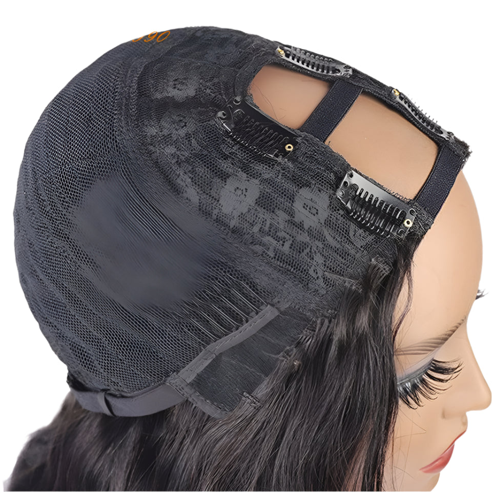 Kinky Straight U-Part Wig | Black & Brown Human Hair for Seamless Blend Luxegan