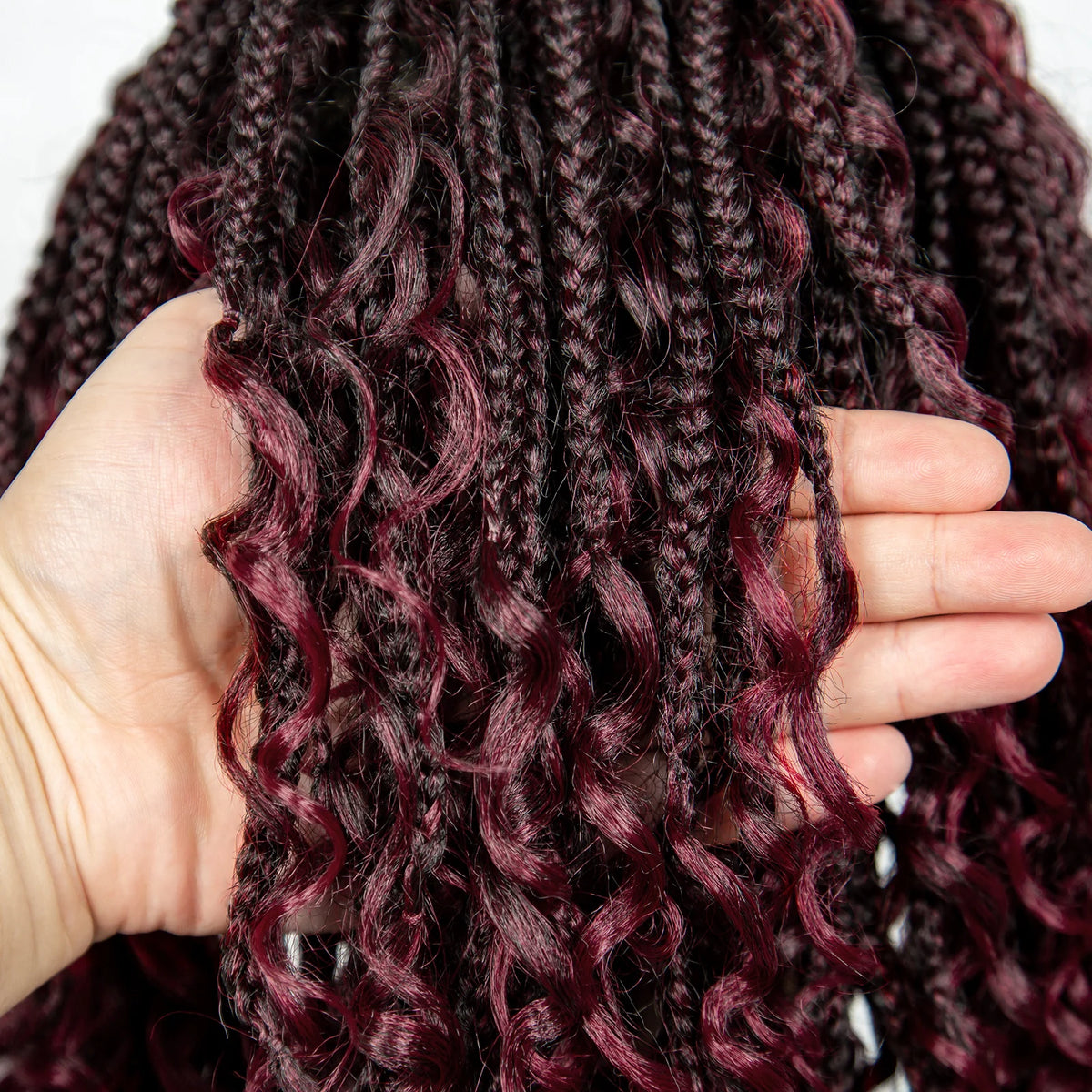 16 Inch Boho Knotless Box Braided Wig | Full Lace | Curly Ends
