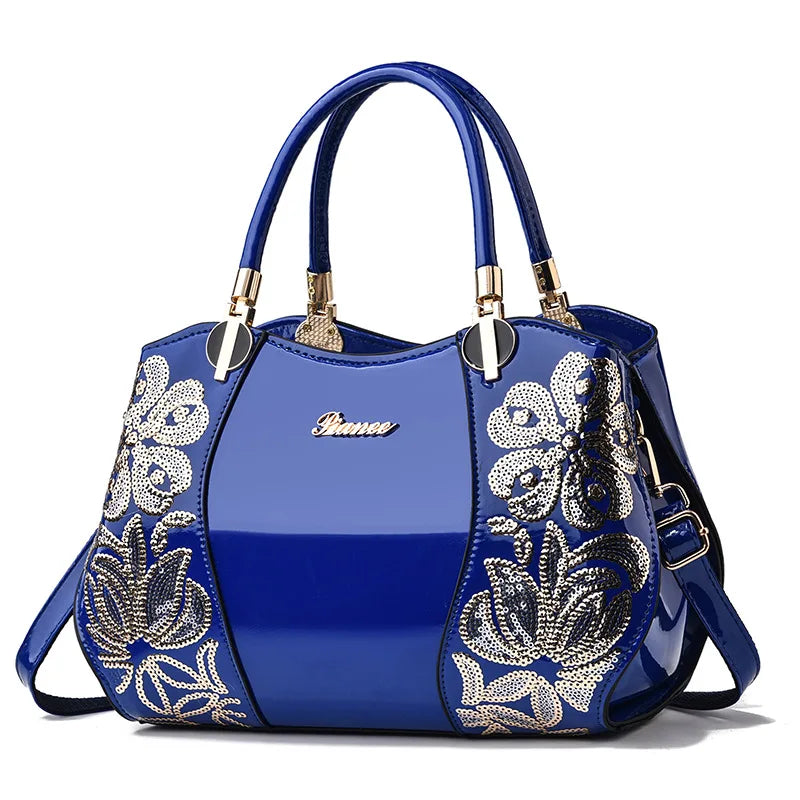 New Patent Leather Shiny Women’s Bag | Luxury Designer Atmospheric Handbag | High-Gloss Fashion Shoulder & Messenger Bag | Sophisticated Large Capacity Saffiano Satchel (Model 19NBY-124) Luxegan