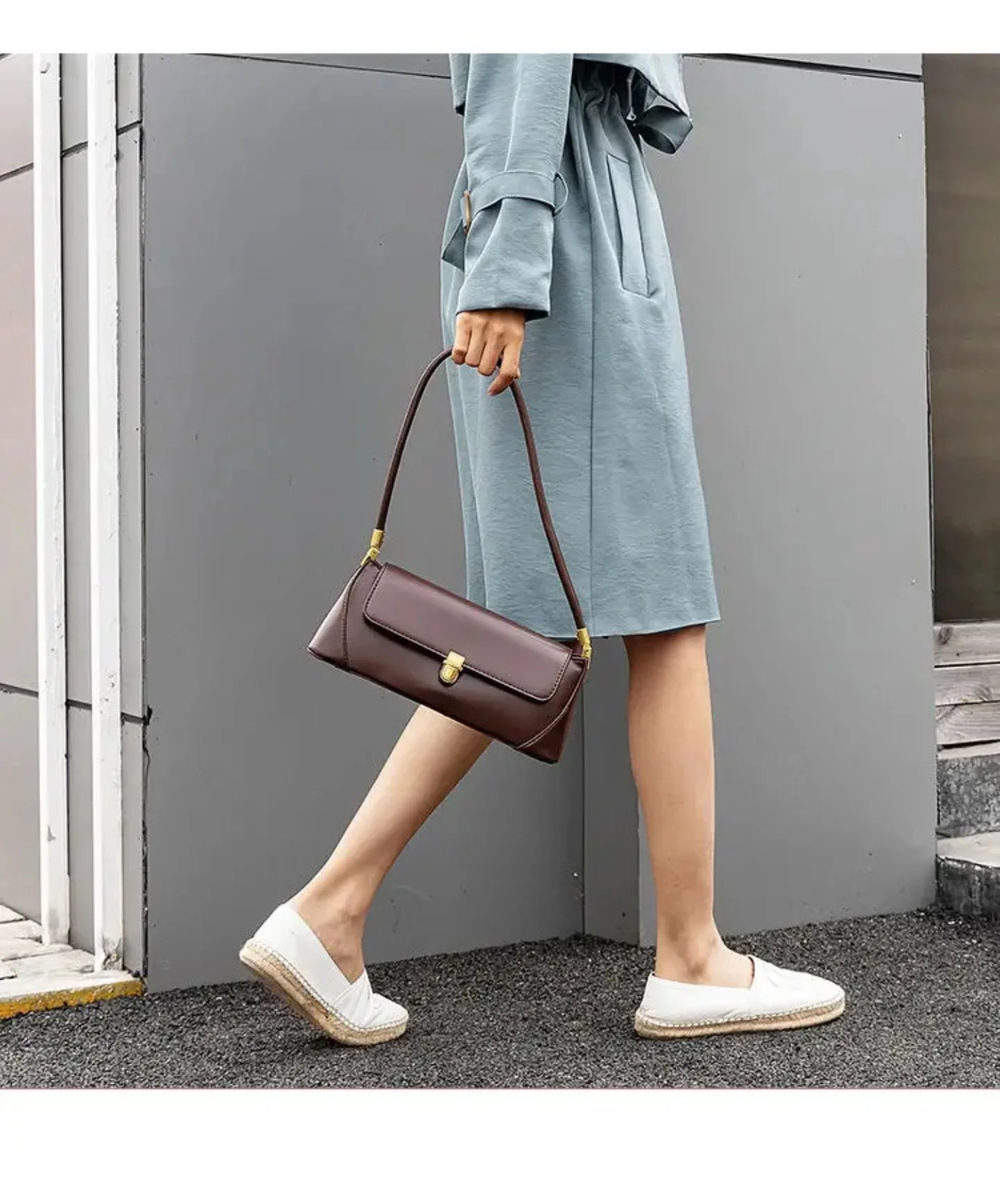 Vintage French Baguette Shoulder Bag | Premium PU Leather Underarm Handbag | Fashion-Forward Commuter Bag with Dual Zipper & Hasp Closure (Model 3B1C54) Luxegan