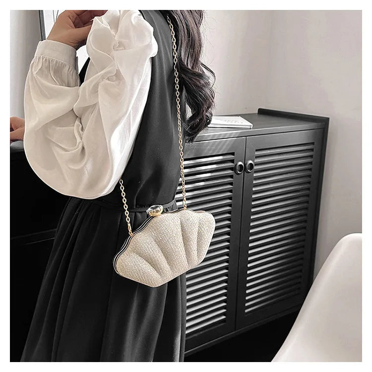 Luxury Shell Clutch | Metallic Evening & Crossbody Bag Luxegan