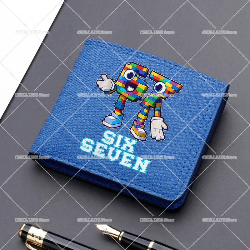 Anime "Six Seven" Brainrot Canvas Wallet | Sophisticated "Multi-Card Slot" Silhouette | High-End Boys Folding Billfold & Card Holder | "Dignified" High-Performance Short Coin Purse for Radiant Versatile Styling Luxegan
