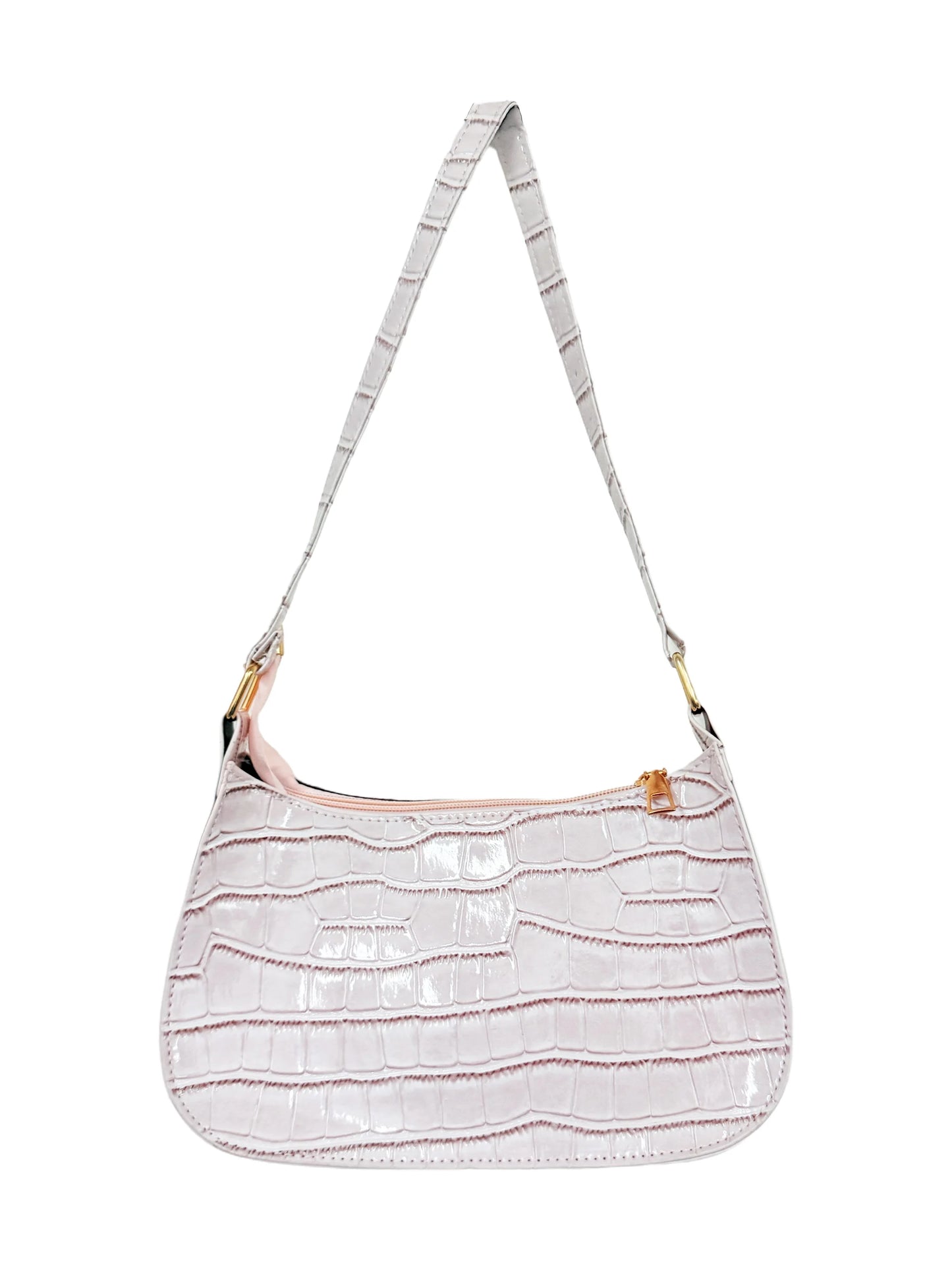 Hard Patent PU Leather Baguette Bag | Vintage Designer Hobos Underarm Bag Luxegan