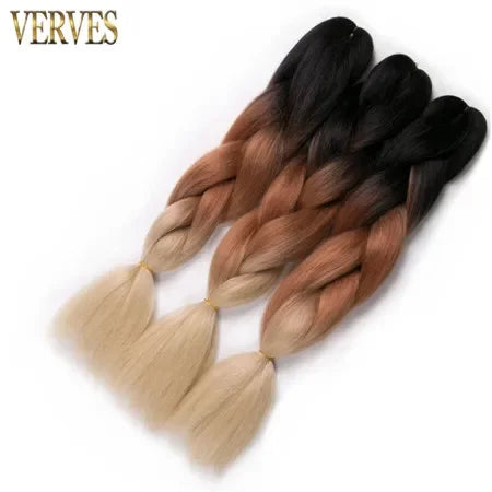 Synthetic Jumbo Braid Kanekalon Braiding Hair 24in | Ombre & Solid Colors | 100g