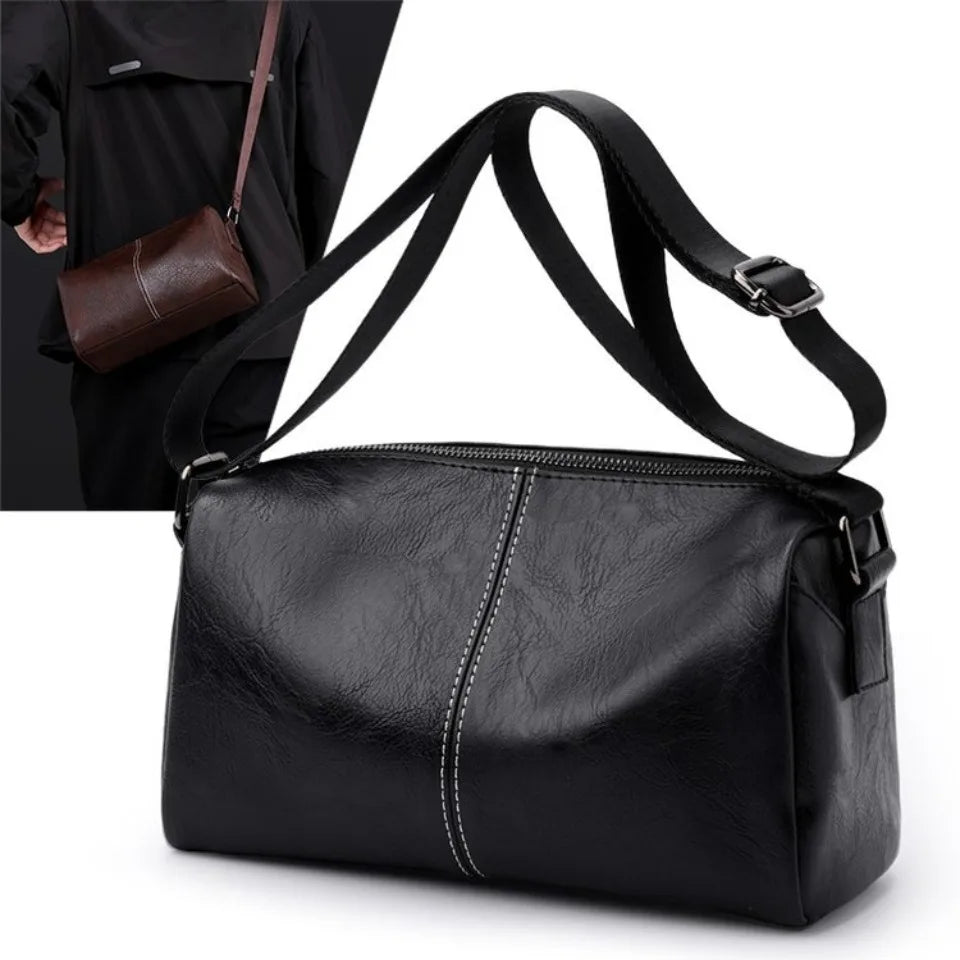 Men's Full Grain Leather Shoulder Bag | Vintage-Inspired Convertible Crossbody Pack (Durable Work & Weekend Bag) Luxegan
