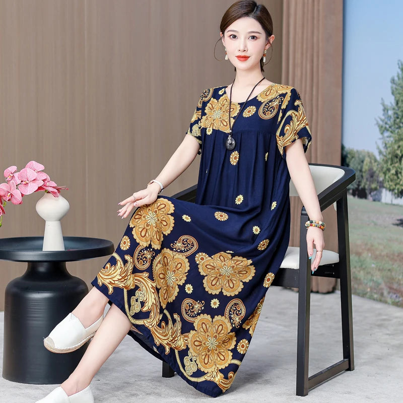 New 2025 Women Dress Female Casual short Sleeve cotton Dresses loose solid Vintage Sweet Clothing Vestidos  vestido verano