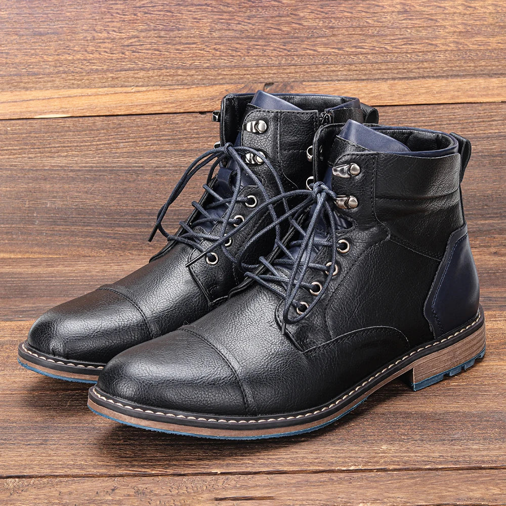 Brogue Chelsea Men's Boots | American Style Comfortable Fashion Leather Boots (Low Heel) Luxegan