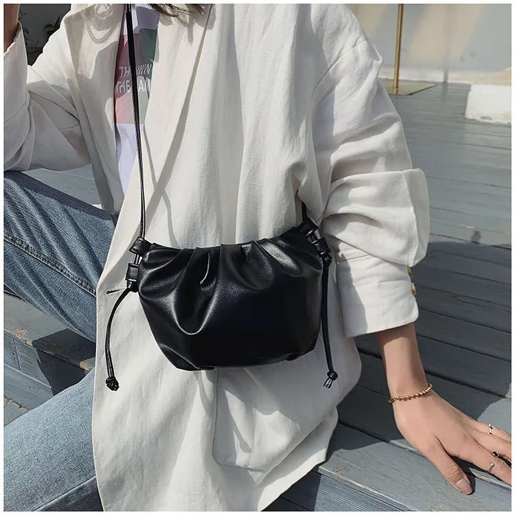 Fashion Women Shoulder Bag New Arrival Crossbody Bag Female | Solid Color Pleated Design Mini Zipper Cloud Bag for Girl (Сумка) Luxegan