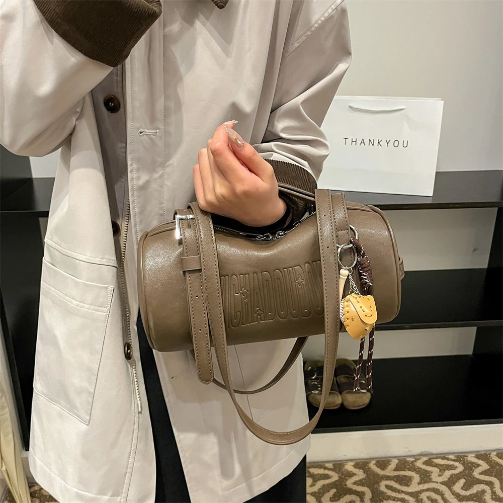 Multifunctional Cylinder Shaped Shoulder Bags | Winter Designer Handbags & Luxury Crossbody Bag