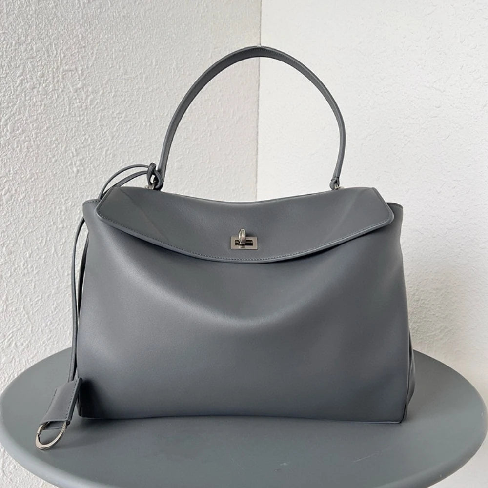 New Rodeo Buckle Luxury Designer Handbag | Genuine Cow Leather Underarm Purse | Soft Retro Fashion Lady Pouch Tote Luxegan