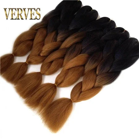 Synthetic Jumbo Braid Kanekalon Braiding Hair 24in | Ombre & Solid Colors | 100g