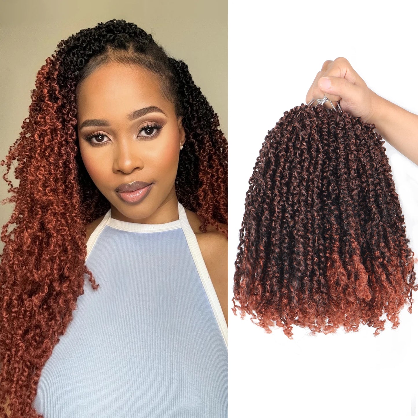Yanky Twist Crochet Hair – Fluffy Pre-Looped Spring Mini Twist & Passion Twist Braiding Hair - view 8