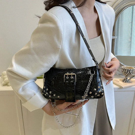 Fashion Women's Shoulder Bag | Y2K Armpit Bag & Luxury Design Pleated Underarm Bag (Solid Color Messenger Purse Hobos Handbags) Luxegan
