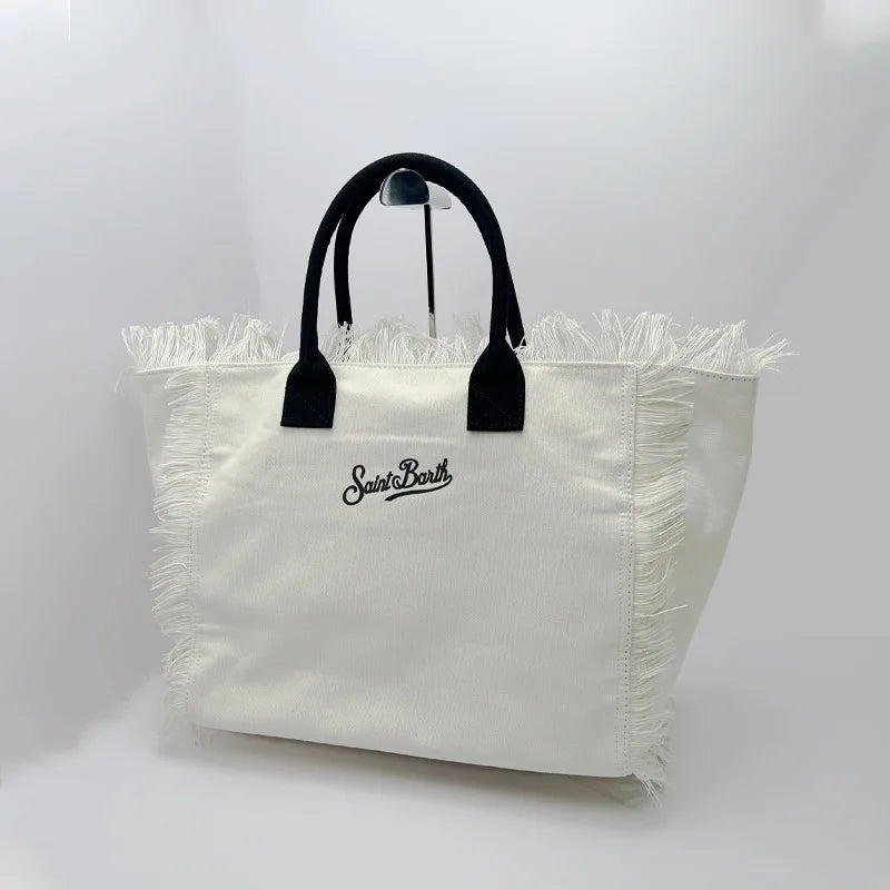 New Large Capacity Leisure Travel Bag | Handmade Canvas Tote with Tassel & Zipper Luxegan