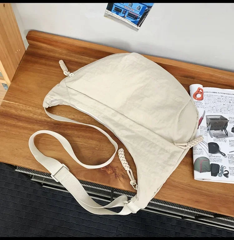 Soft Cloth Hobo Crossbody | Trendy Large Capacity Student Bag Luxegan