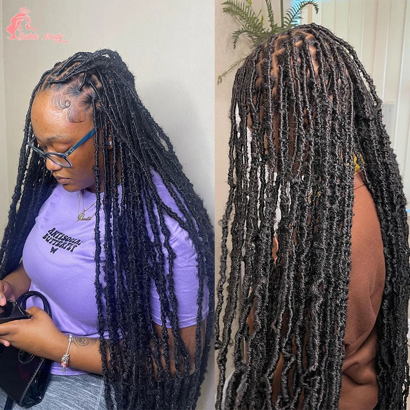 Long 40" Synthetic Knotless Braided Wigs Dreadlock Locs Braids Wigs for Black Women Twist Box Braids Full Lace Front Wig African Luxegan