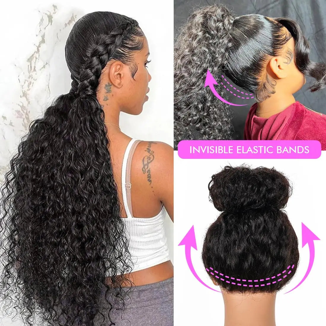 Invisi-Strap 360 HD Full Lace Glueless Wig | Sophisticated "Deep Curly" Water Wave Silhouette | Elegant 250% Density Lace Frontal | "Dignified" Brazilian Human Hair Wig for Radiant Versatile Styling Luxegan