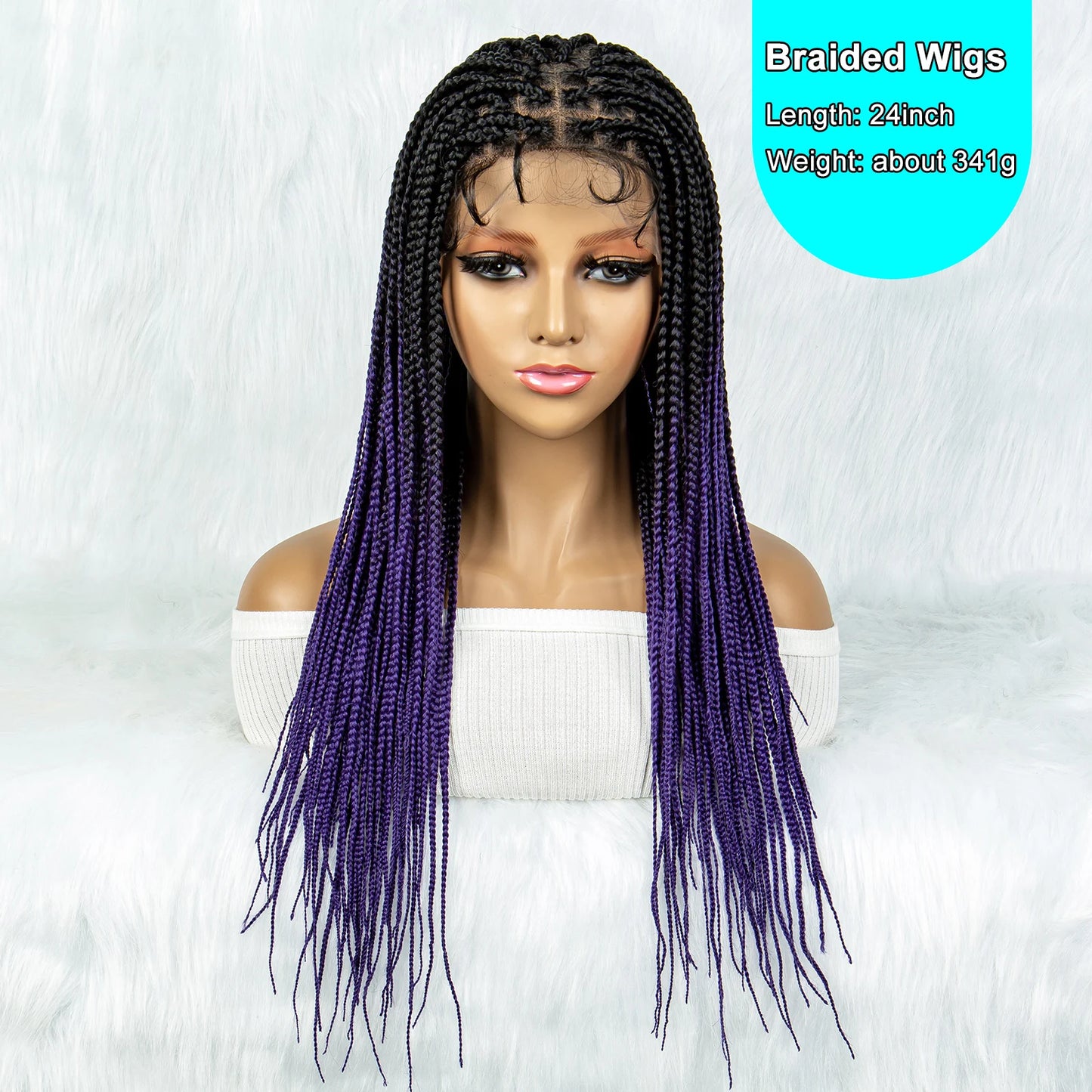 Colorful Knotless Box Braids Wig | Full Lace Front with Baby Hair Luxegan