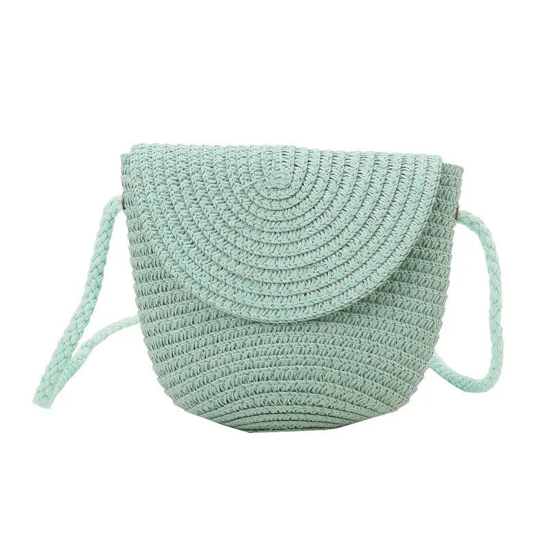 Beach Straw Shoulder Messenger Bag | Women's Bohemian Summer Woven Rattan Bucket Shoulder Handbag & Handmade Crossbody Bag Luxegan