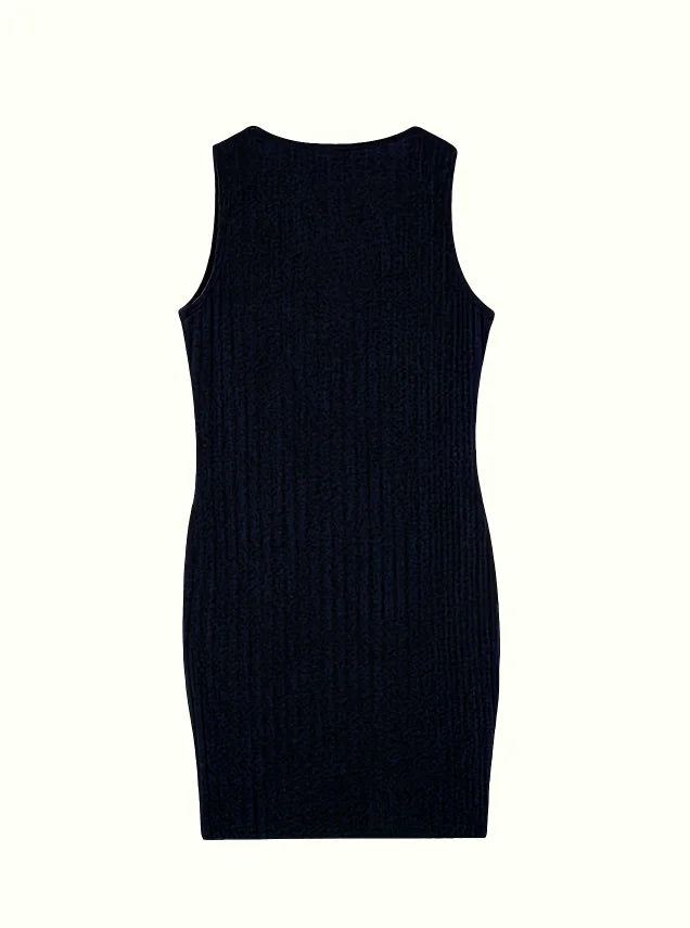 Women's Fashionable Temperament Slim Fit Short Sleeved Dress | Elegant Double-Sided Pocket Knee-Length Sheath Dress | All-Season Solid Color O-Neck Knit Dress for Juniors Luxegan