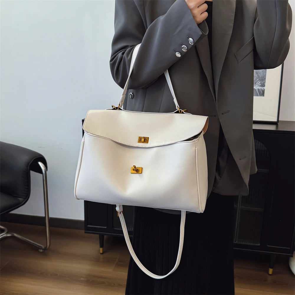 Latest Luxury Designer Soft PU Leather Variable Shoulder Bag | Large Capacity Solid Color Shopper Tote for Women Luxegan