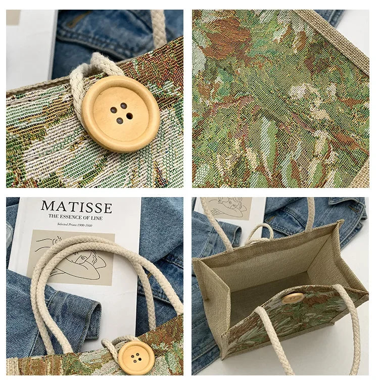 Linen-Style Nylon Tote | Portable & Solid Color Top-Handle Bag