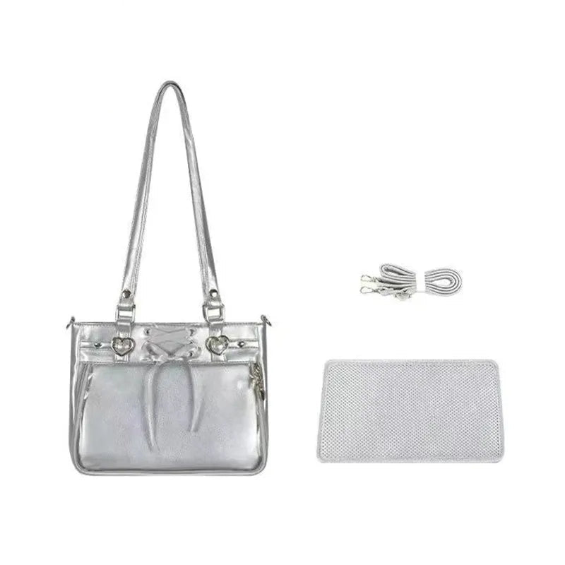 Small Red Heart Ita Bag Crossbody | Kawaii Clear Cute Shoulder Bag for Women & Student Girls (Japan Style) Luxegan