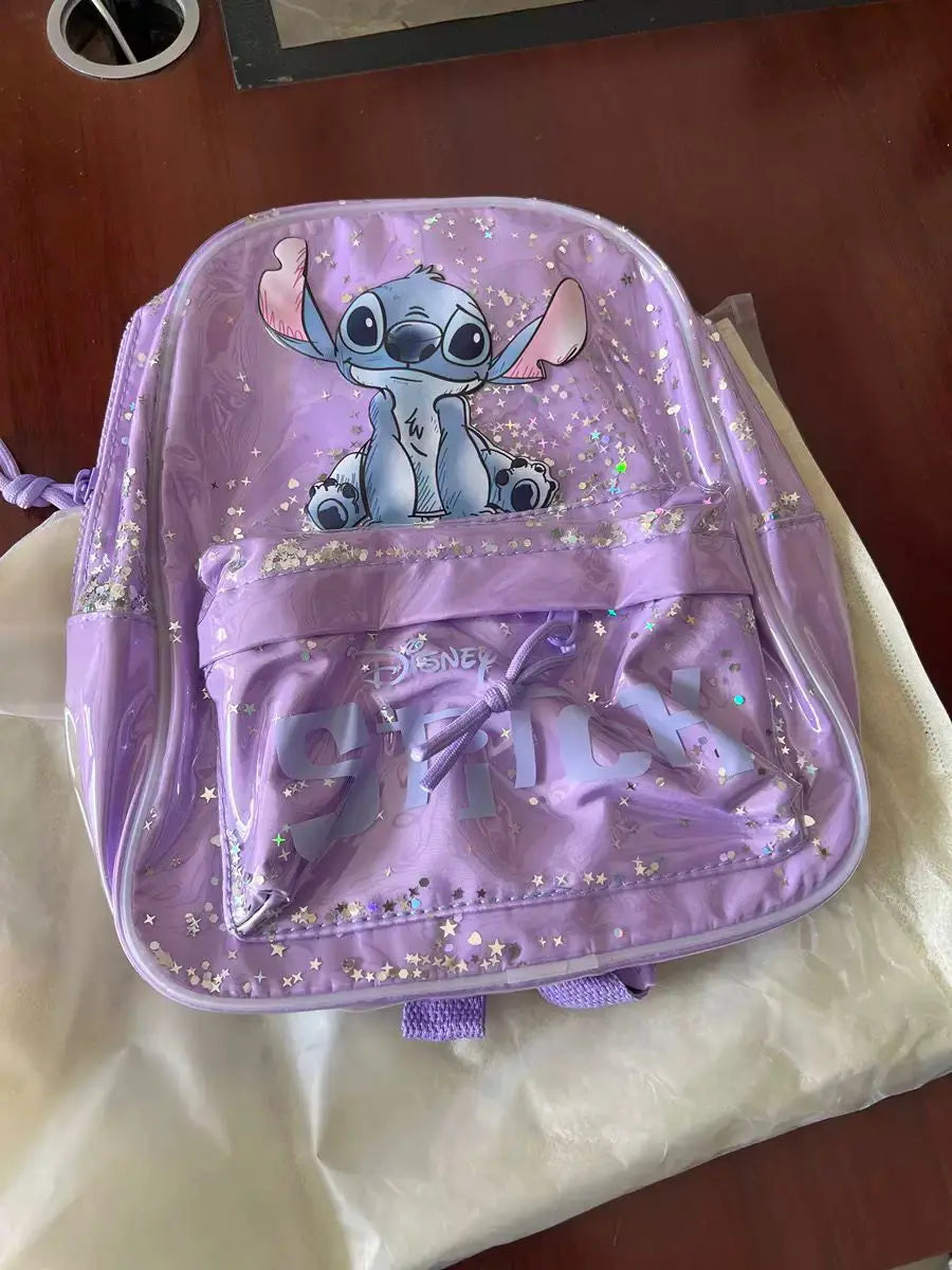 Disney’s New "Stitch" Cartoon Sequined Backpack | Trendy Kindergarten School Bag for Boys & Girls | Fashionable PVC Sequin Bucket Bag with Nylon Lining Luxegan