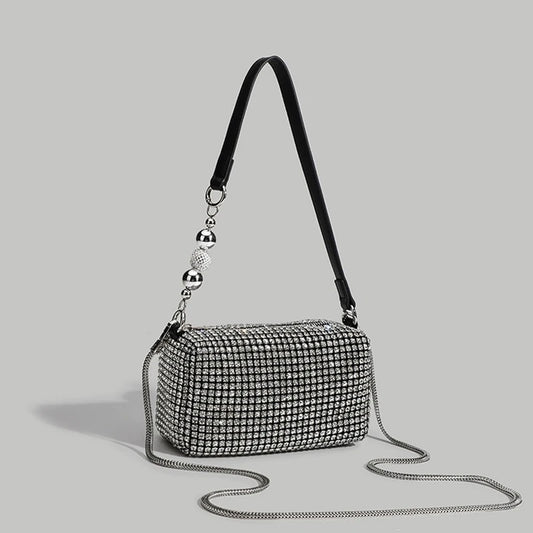 Fashion Banquet Dinner Diamond Bag | High-End Shiny Full Diamond Hand Armpit Shoulder & Crossbody Bag with Chain Luxegan
