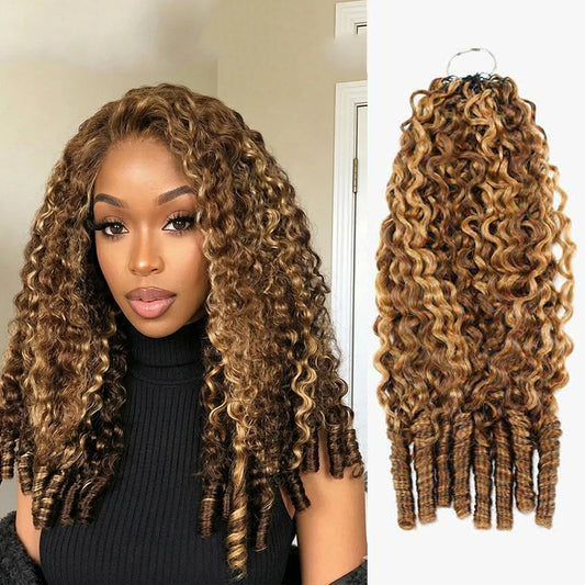 Highlight Miracle Knots Feathered Crochet Human Hair – Burmese Curly 100% Raw Human Hair Extensions (10–24