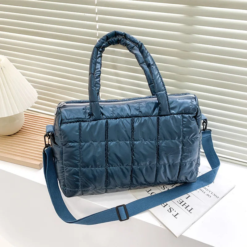 Luxury Space Padded Cotton Handbag | Big Capacity Shoulder Bag & Waterproof Nylon Bag (Travel Down Crossbody Bag Purse Bolsa) Luxegan