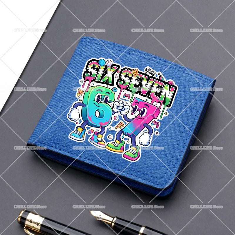 Anime "Six Seven" Brainrot Canvas Wallet | Sophisticated "Multi-Card Slot" Silhouette | High-End Boys Folding Billfold & Card Holder | "Dignified" High-Performance Short Coin Purse for Radiant Versatile Styling Luxegan