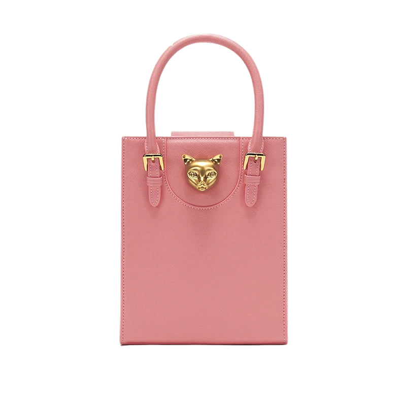 Hard Split Leather Cat Luxury Mini Bag | Designer Box Crossbody Luxegan