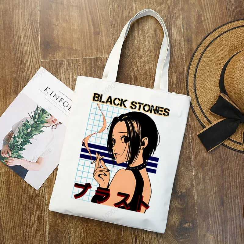 Nana Osaki BLAST Anime Manga Printed Canvas Tote Bag | Custom Reusable Cloth Handbag Shoulder Bag (Unisex) Luxegan