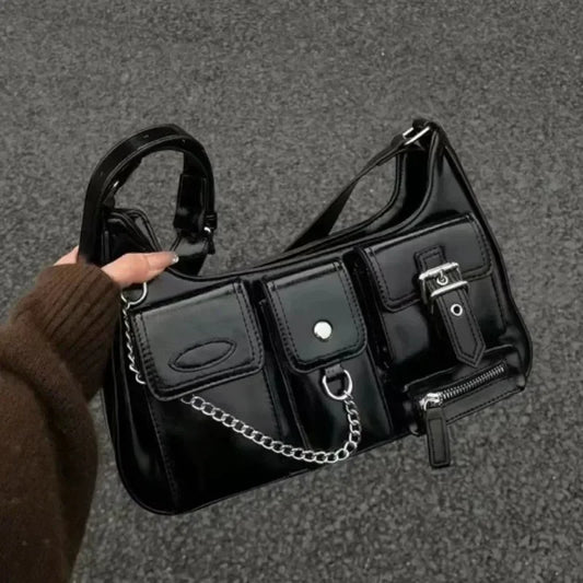 Fashion Trend New Design Chains Crossbody Shoulder Bags | Harajuku Y2k PU Individuality Ladies Bags Luxegan