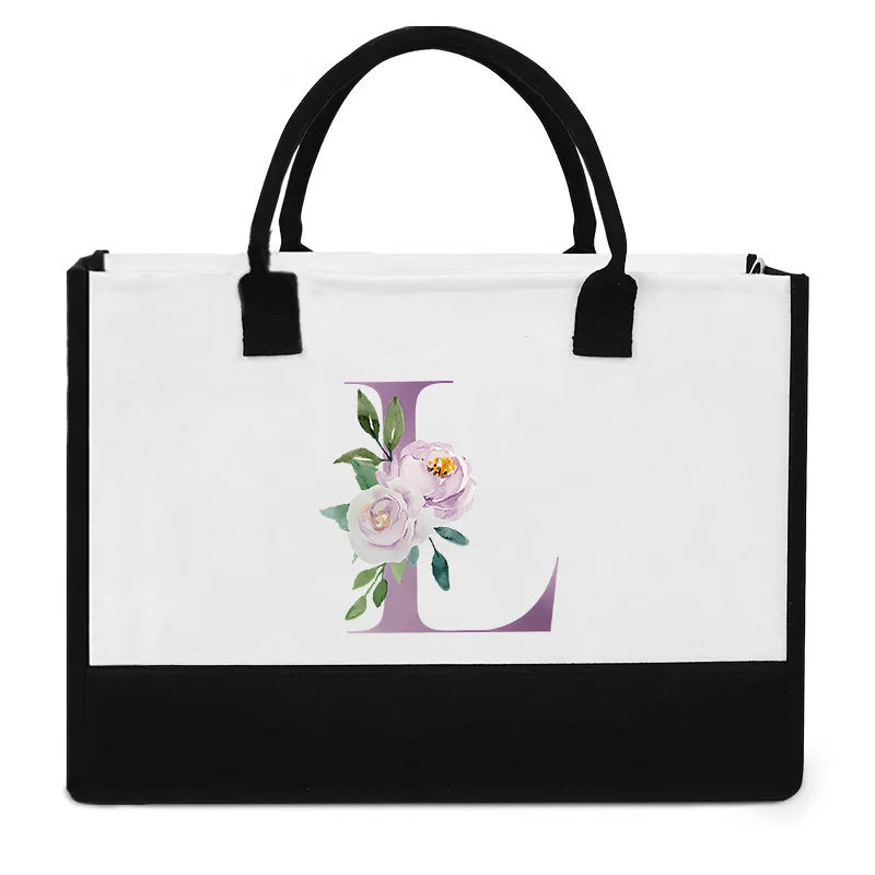 Vintage Purple Flower Series Canvas Bag | Large Capacity Reusable Jute Shopping Tote | Fashionable Imitation Sack Handbag & Casual Grocery Organizer (Unisex) Luxegan