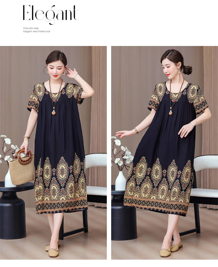 New 2025 Women Dress Female Casual short Sleeve cotton Dresses loose solid Vintage Sweet Clothing Vestidos  vestido verano