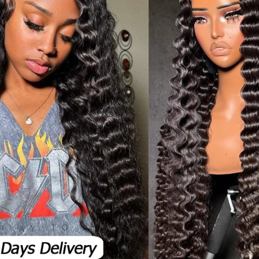 Deep Wave HD Lace Frontal Wig | Sophisticated "13x6 Frontal" Silhouette | Ultra-Dense 250% Skinlike Transparent Swiss Lace Front Wig | "Dignified" High-Performance Long Remy Human Hair Essential for Radiant Versatile Styling Luxegan