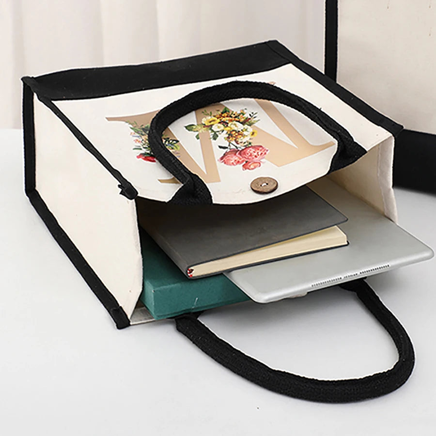 Fashionable Initial Canvas Travel Tote | Large Capacity Reusable Shopping & Storage Bag | Trendy Personalised Letter Print Handbag Luxegan