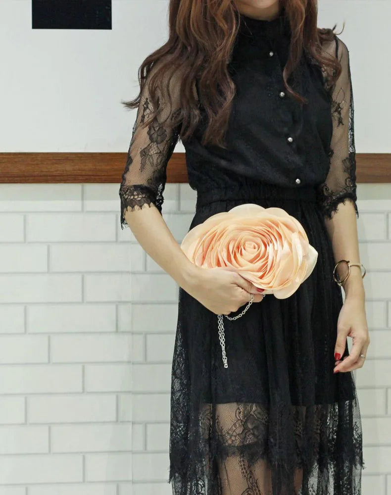 Floral Evening Clutch Bag | Flower Bride Purse & Wedding Handbag Luxegan